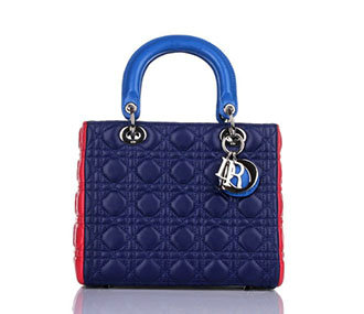 lady dior lambskin leather bag 6322 blue&rosered